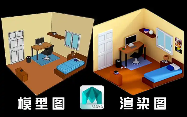 【maya室内场景建模】适合新手熟练maya基础操作的简单室内卧室模型