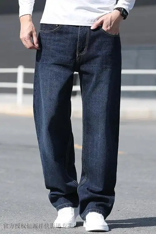 恒源祥官方授权 中老年人男士夏季加大加肥牛仔裤高端休闲牛仔裤男