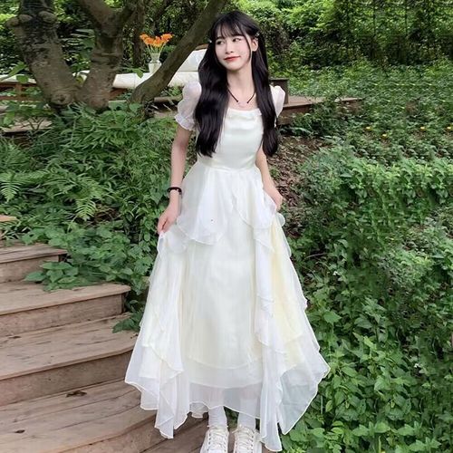 范世提夏天女生温柔风连衣裙夏长裙学生15初中13少女孩夏装系仙女12岁