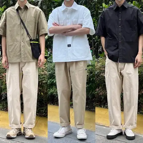 男生夏季穿搭/3⃣️套日系工装风短袖衬衫搭配