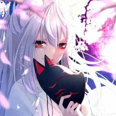 二次元戴狐狸面具萝莉头像,女生头像图片-回车桌面