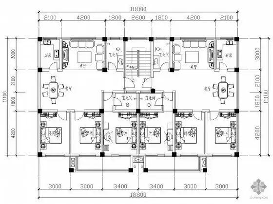 [分享]两室一厅cad户型图资料下载