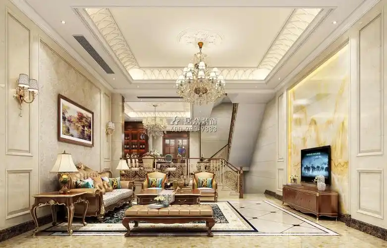 山湖城450平米欧式别墅装修设计效果图-居众装饰-东莞市