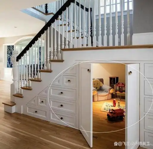 楼梯下方遇到转角墙,学会这3种步入式储物设计,省空间又很实用