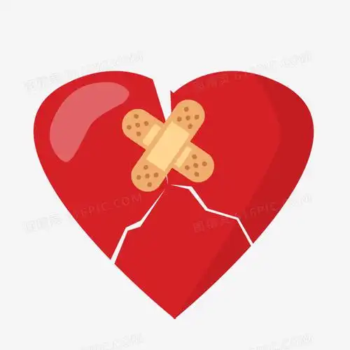 红色卡通手绘受伤破碎爱心免抠元素