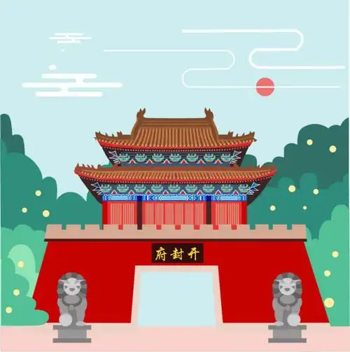 齐雪将古香古色,历史悠久的开封通过插画的形式来表现,设计出了《一座