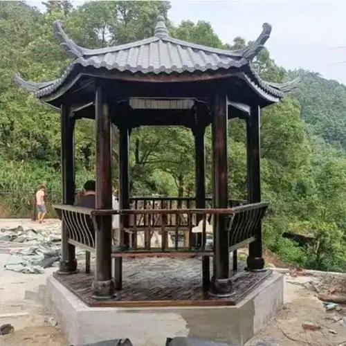 古建凉亭 八角亭榫卯结构木亭定制仿古中式防腐木碳化工艺_亭子_景观