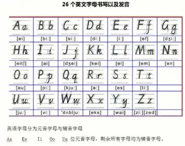 字母手写体印刷体音标
