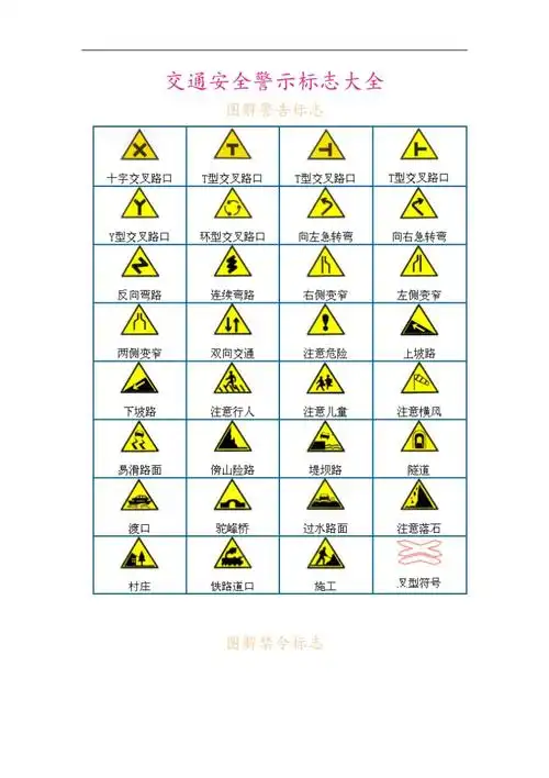 交通安全警示标志大全