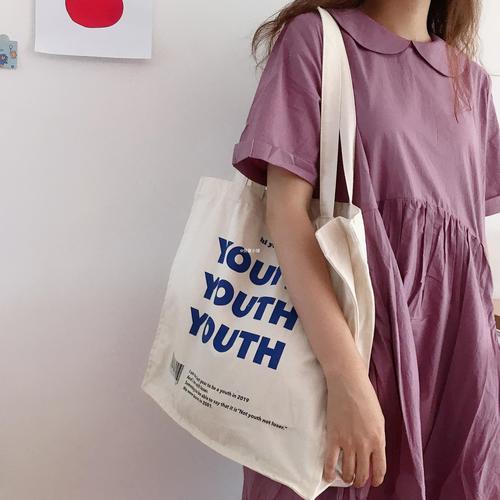 文艺上班韩版原宿ulzzang白色帆布包大气出差结实女单肩大手提袋