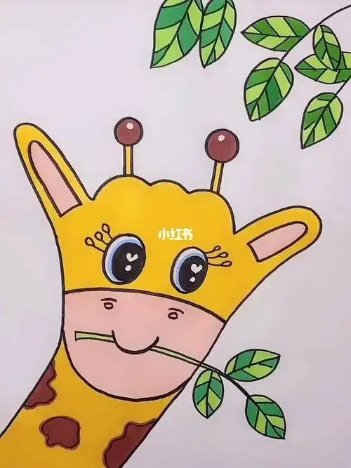 用手掌简笔画长颈鹿