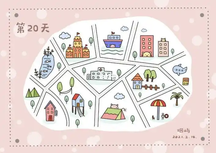 城市地图简笔画卡通版