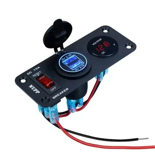 wupp汽车点烟器母座12v车载usb改装取电插座双快充带电压表组合