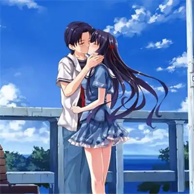 动漫情侣头像接吻拥抱