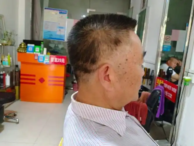 对于上了年纪的大叔来说,头发粗硬的可以试试剪个大平头,越看越有型