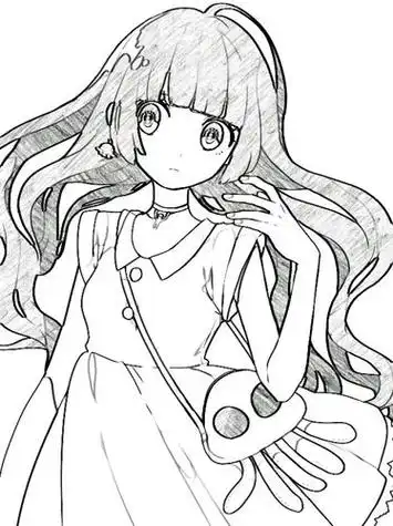 黑白动漫女生手绘简笔画