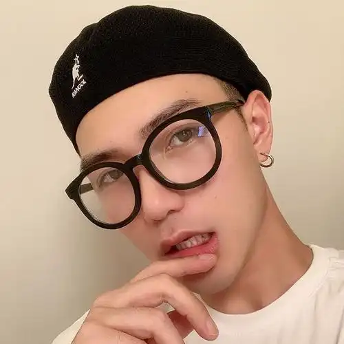 黑框眼镜男生近视眼睛防蓝光辐射日系圆框大框潮流大脸装饰平光镜