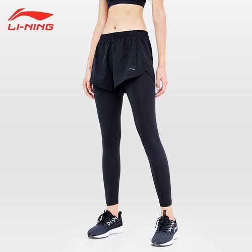 运动裤紧身打底裤跑步套装加绒秋冬款健身服 黑色假两件【细纹款式】p