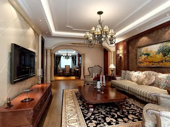 简约欧式田园混搭二居三居别墅白领旧房改造客厅装修效果图片_装修美