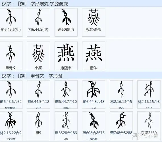 说到"寅"字的演化,我们对比一下"燕,黄,寅"三个字的演化,弄清三者之间