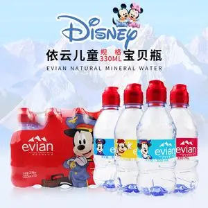 迪斯尼联名版法国依云饮用矿泉水儿童版330ml*24瓶整箱限区域包邮