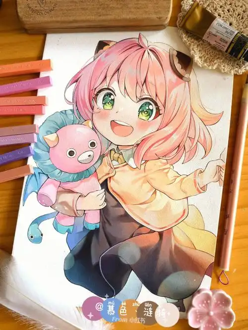 ps:水彩临摹,仅上色,原图在最后#水彩  #二次元  #手绘