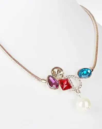 七彩珍珠项链 彩色