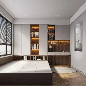 林氏木业全屋定制卧室日式榻榻米床衣柜一体书房设计小户型简约