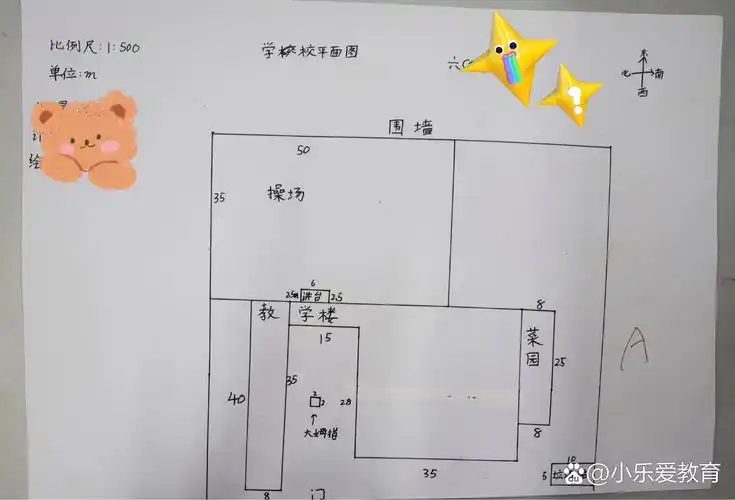 六下实践作业绘制校园平面图 孩子们小组分工合作测量了学校里面的