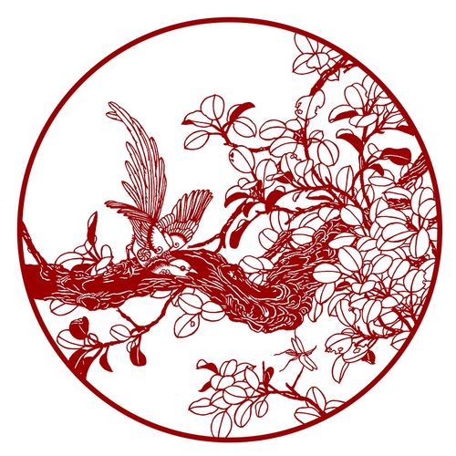 高清国画花鸟剪纸底稿手工刻纸图样diy模板剪纸