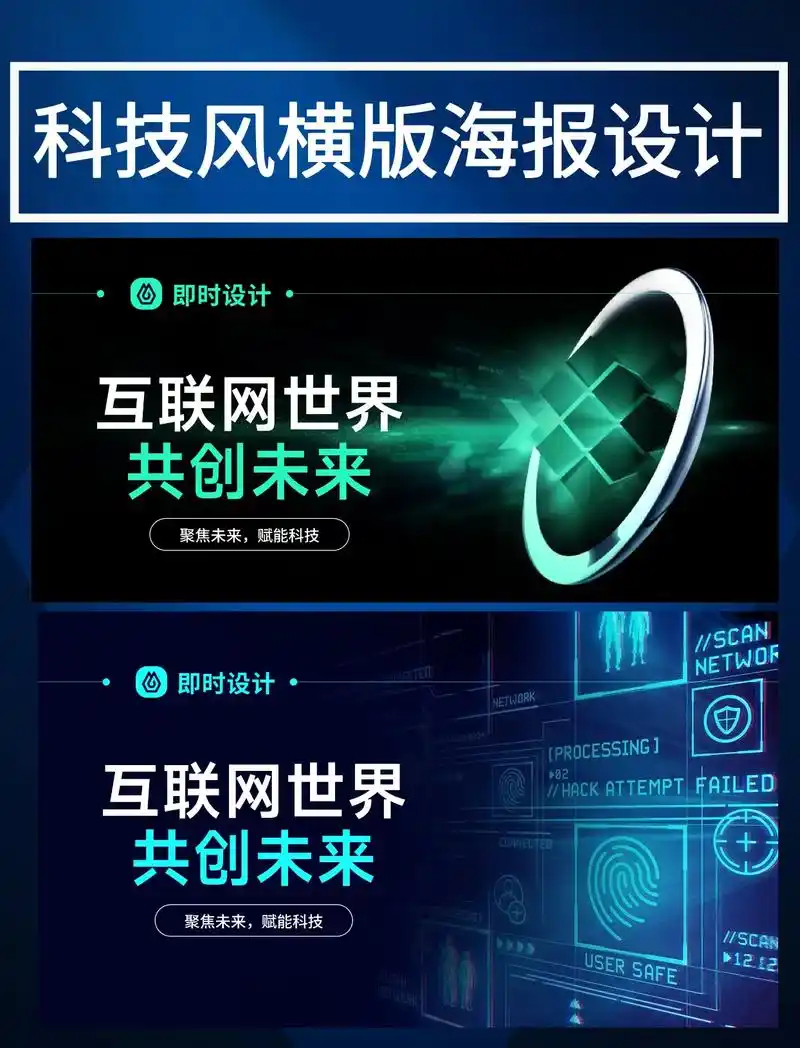 科技风横版海报设计模板.喜欢的宝宝可以dd #ui设计 #海 - 抖音