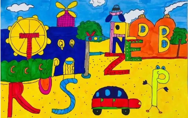 儿童创意美术:26个字母创意画简单可爱画作