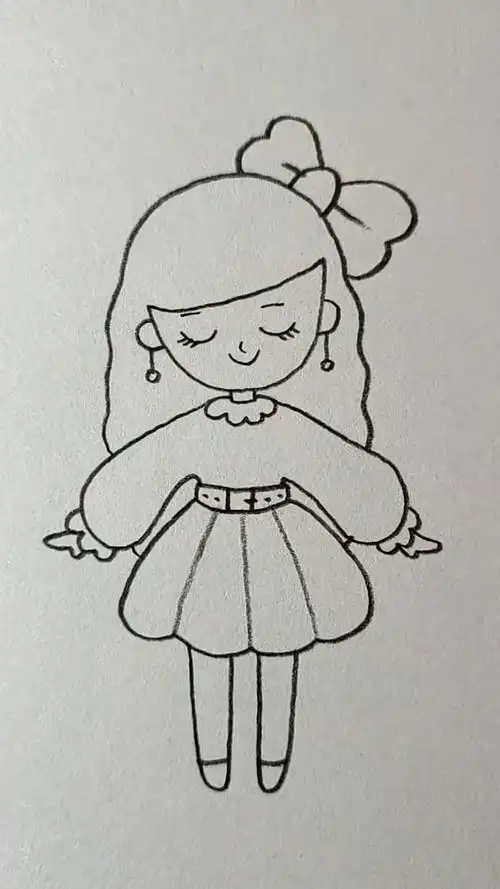 简笔画#画美丽动人的小女孩-度小视