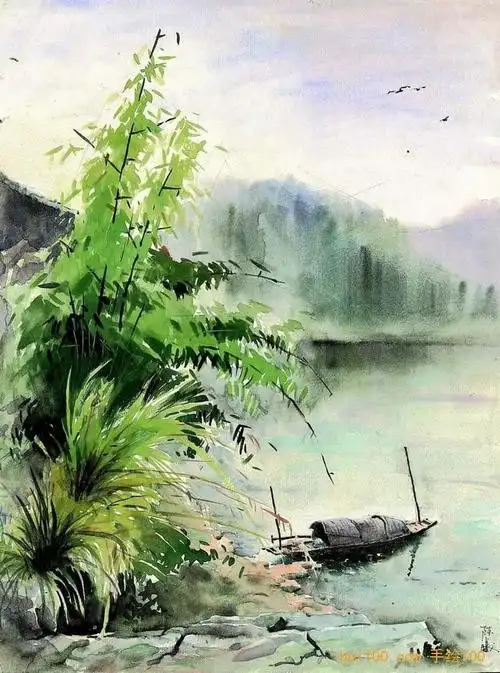 风景画水彩风景图片景观手绘图手绘图片库