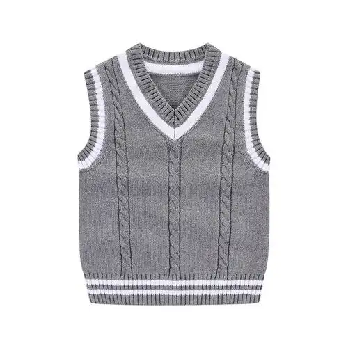 秋冬新款男童针织背心女宝宝纯棉保暖毛衣马甲儿童毛线坎肩针织衫