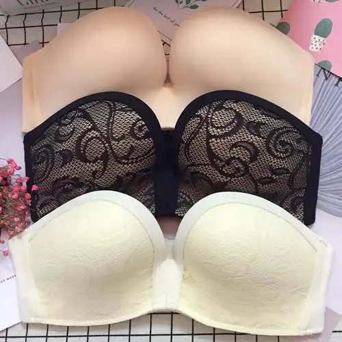 防走光防滑无肩带隐形文胸蕾丝胸贴婚纱聚拢无痕无钢圈内衣舒适