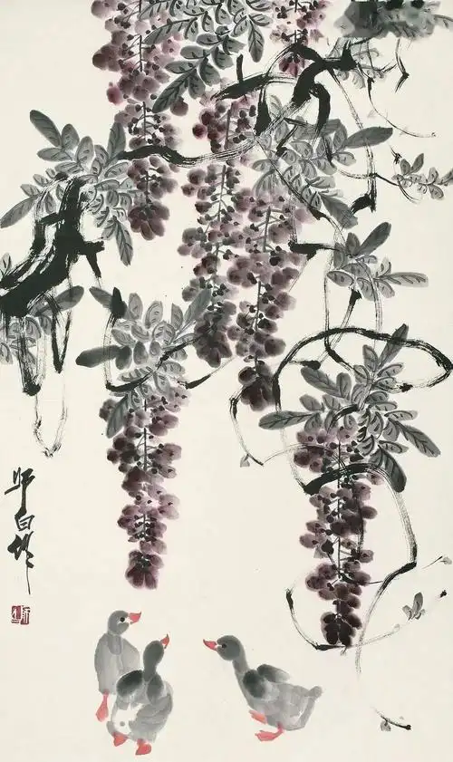 娄师白画紫藤藤花无次第万朵一时开