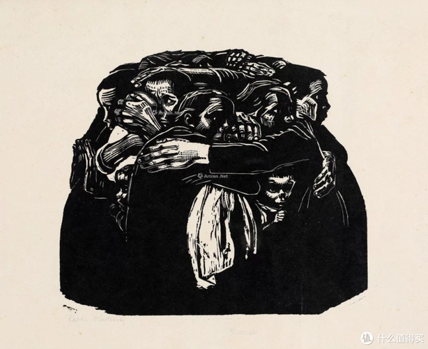 1921-1922年作 母亲系列之六《穷人的悲剧》 木版画 24×33cm  2017