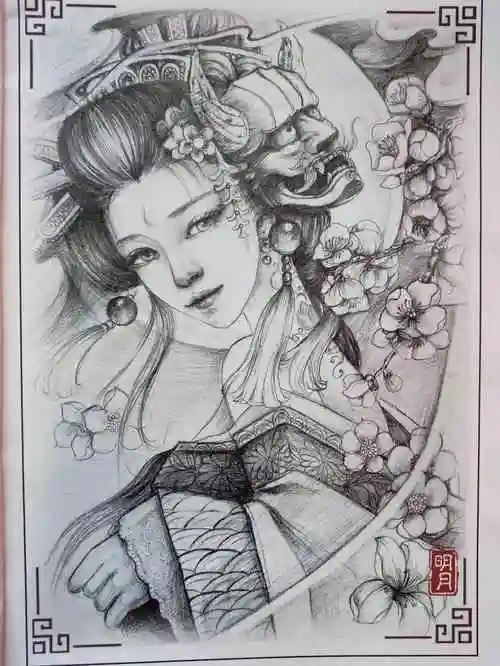 九素刺青纹身手稿第8期35张艺伎手稿素材