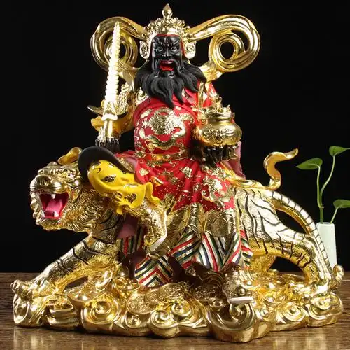 赵公明武财神骑虎像供奉家用招财赵元帅神像树脂财神爷佛像摆件