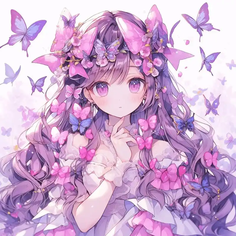 浪漫甜心小公主头像79粉色蝶梦.#女生头像 #动漫女头 #美少 - 抖音