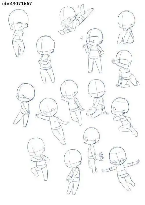 绘画素材#q版动态参考  970基础q版漫画教程97网页链接