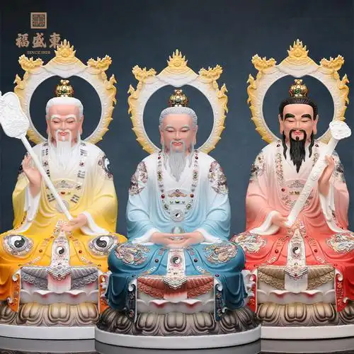 树脂三清像太上老君神像元始天尊灵宝天尊三清祖师爷像体道祖摆件