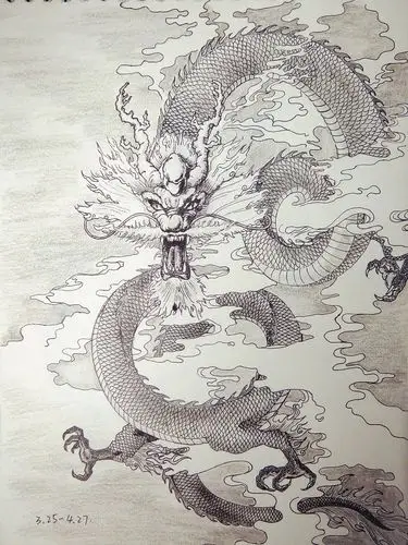 黑白手绘:一条龙