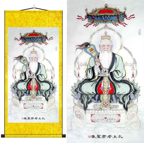 太上老君画像挂画太清道德天尊像祖师骑牛图水陆供奉卷轴画保平安