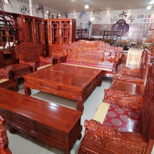 小款百狮沙发11 件套,明清古典家具,用料;北方老榆木.