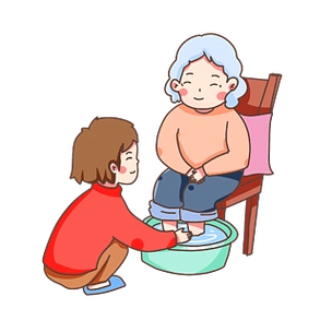 爱心公益孤独老人陪伴志愿者插画