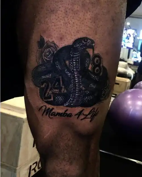 黑曼巴蛇缠绕倒三角纹身图戴维斯纹身要纪念科比