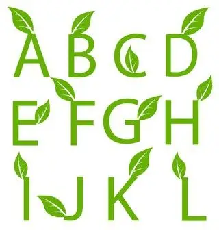 绿色植物装饰字母矢量模板