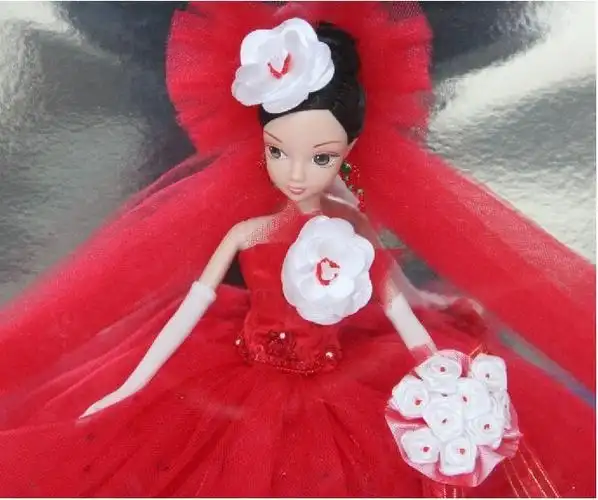 中国芭比 可儿娃娃 中国红 收藏版婚纱新娘系列 虹 9048